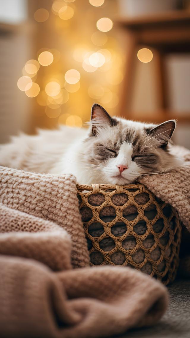 Sleeping Cat in a Cage