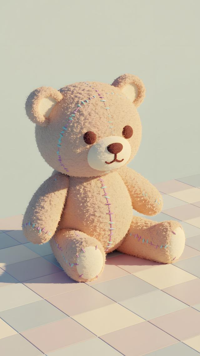 Pastel-Colored Teddy Bear