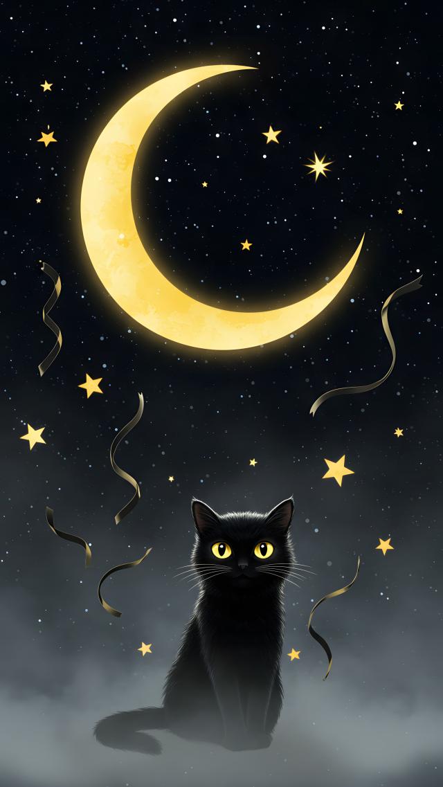 New Moon and Black Cat