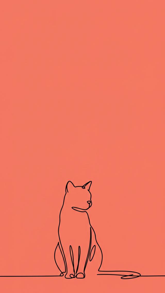 Silhouette of a Cat in Single-Line Drawing
