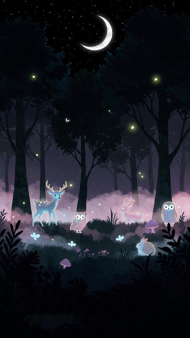 Glowing Animals in the Forest of Dreams