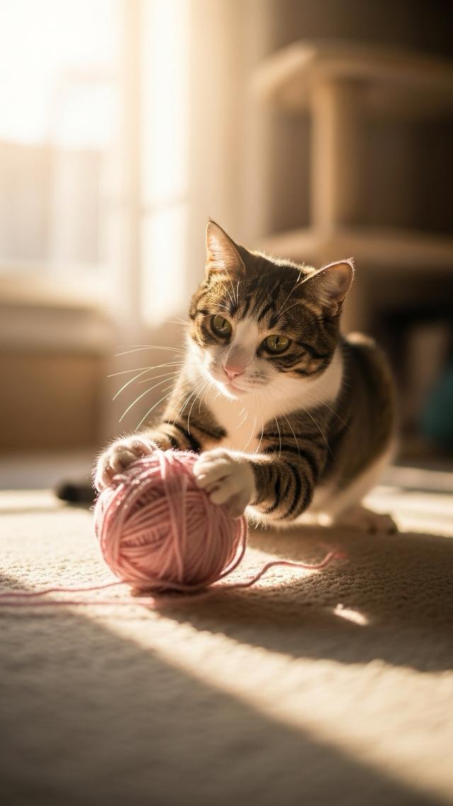 Cat Playing with Yarn