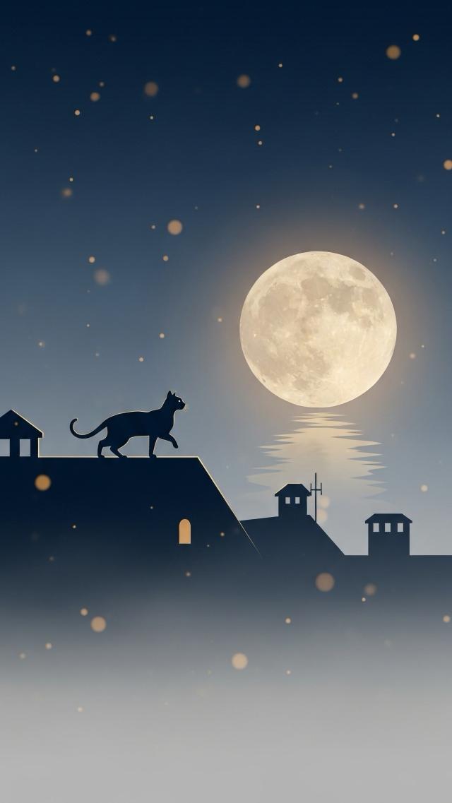 Full Moon and Cat