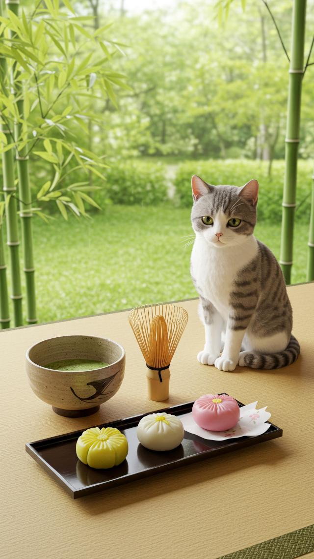 Cat and Matcha