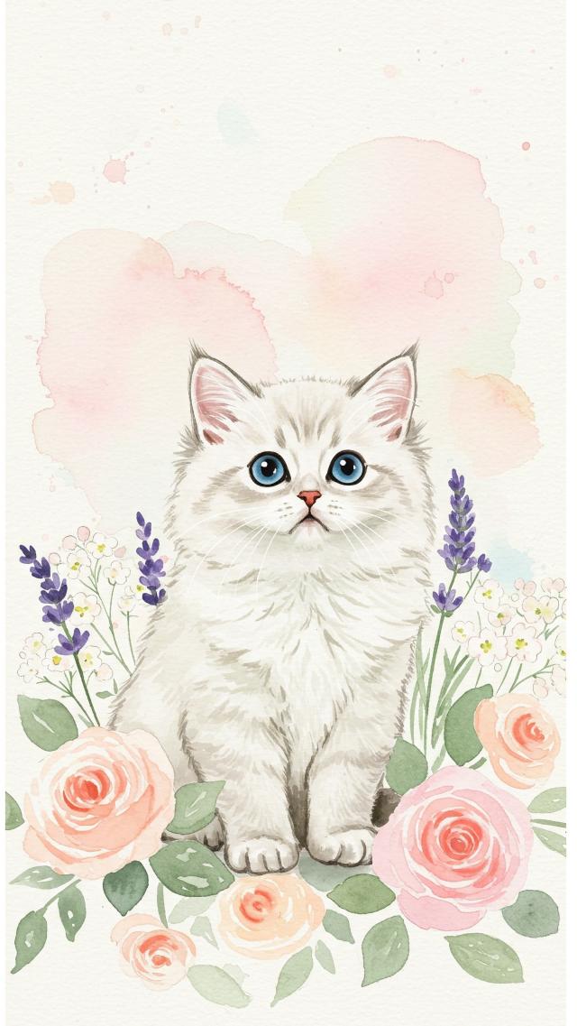 Little Kitten in the Flower Field