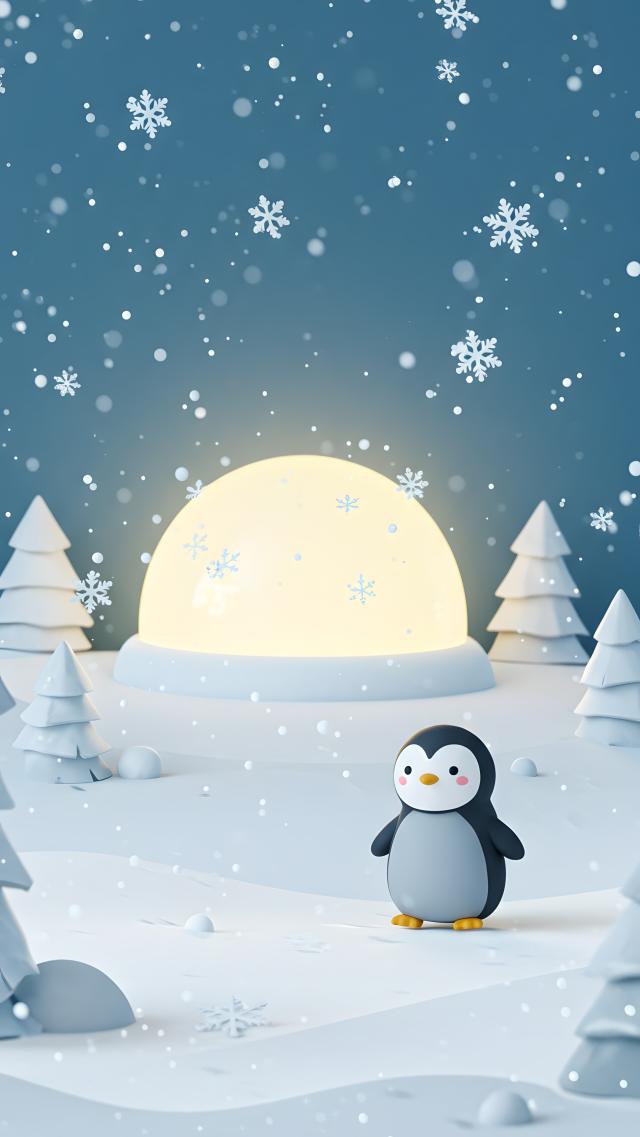 Penguin's Fantasy Wonderland in the Snow