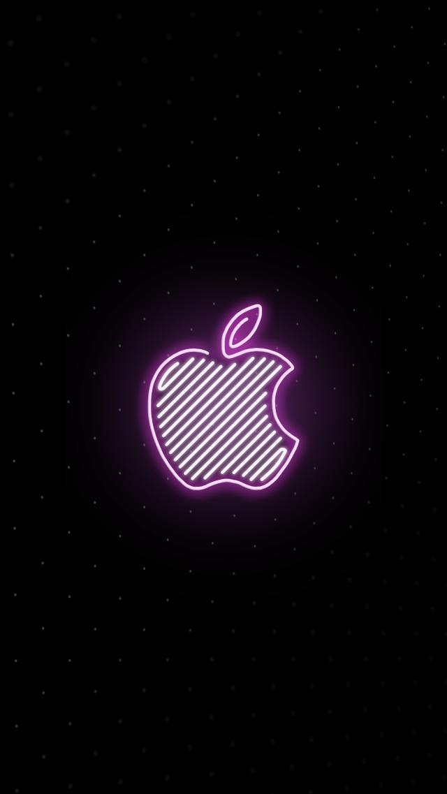 Neon Apple: Minimalist and Stylish iPhone XS Wallpaper