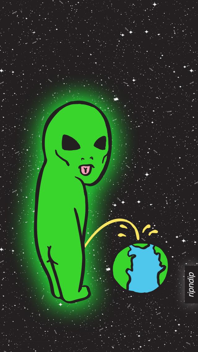 Alien Mischief by RIPNDIP Brand iPhone Wallpaper