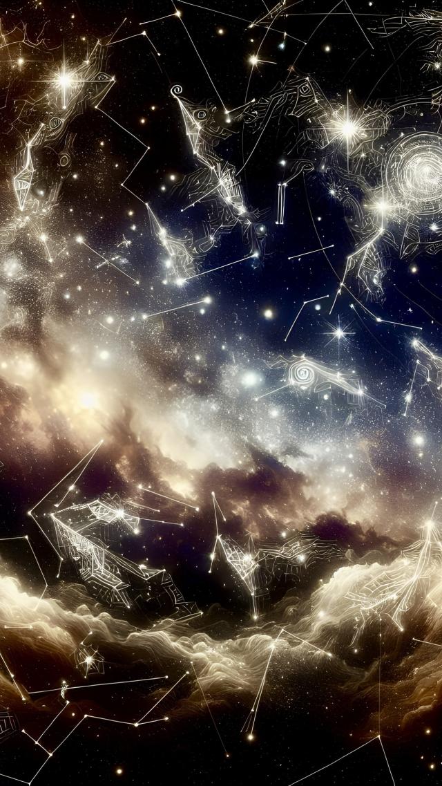 Starry Sky Shining with Constellations