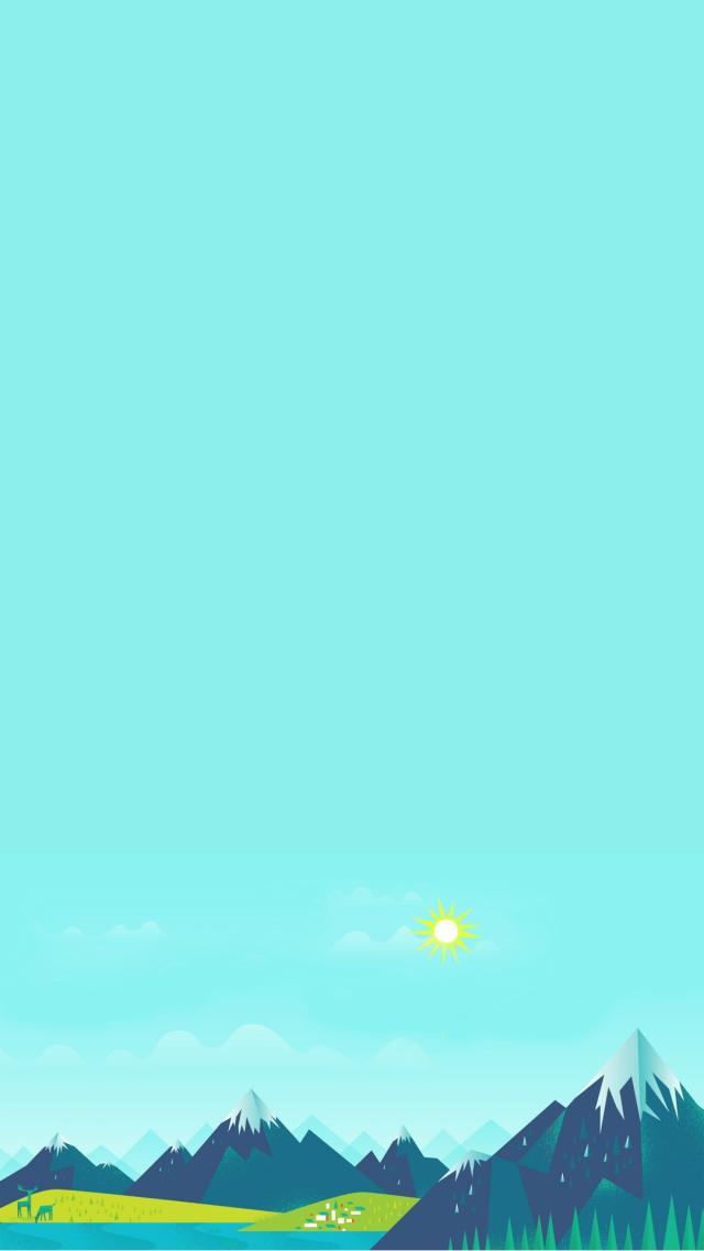 Simple and Beautiful Mountain Scenery Illustration