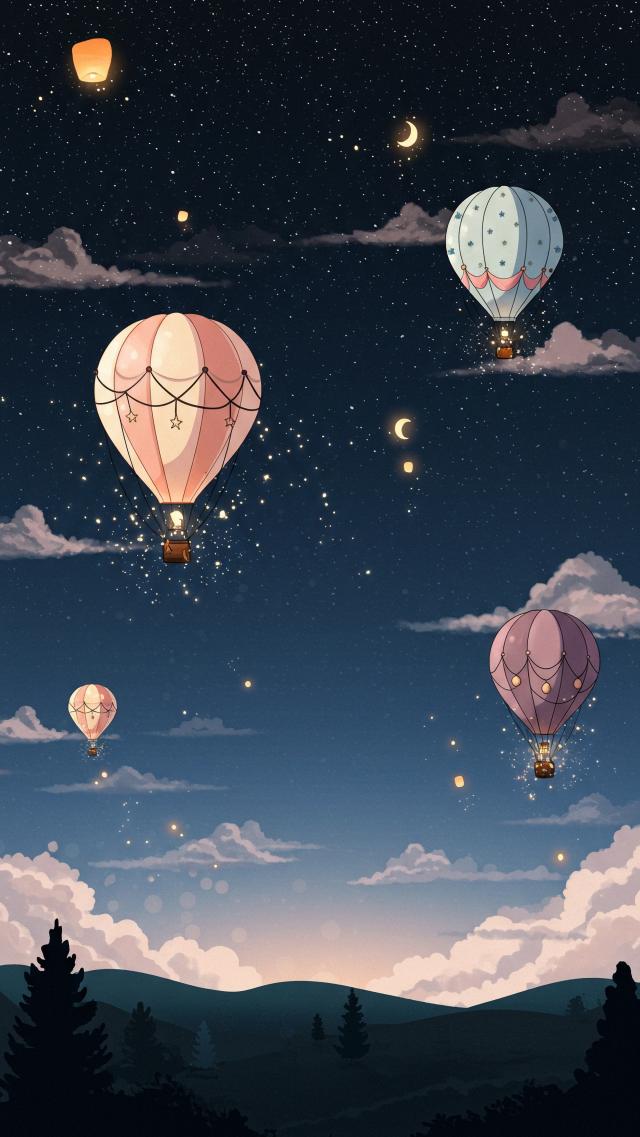 Balloons in the Night Sky