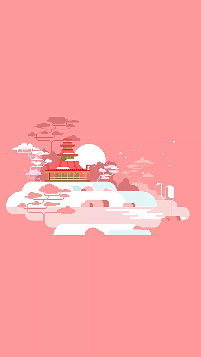 Minimalist Illustration of Japanese Castle