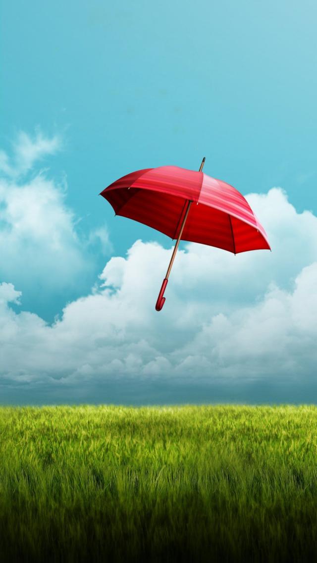 Flying Red Umbrella