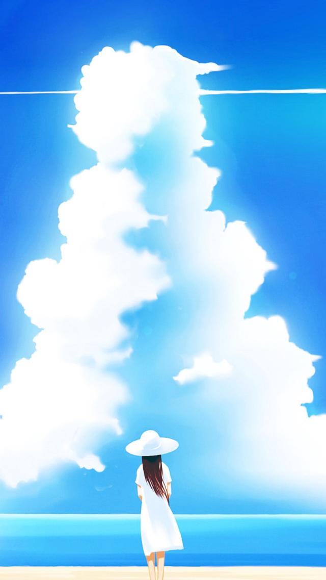 Blue Ocean and Cumulonimbus Clouds Illustration
