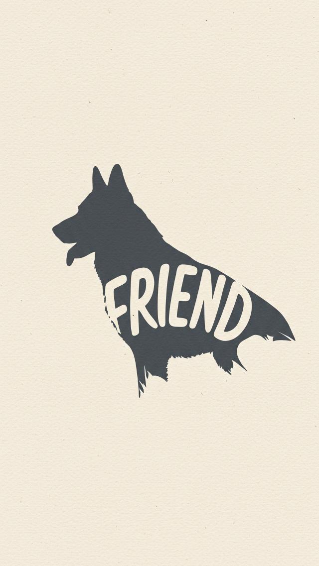 タイポグラフィと犬のシルエット