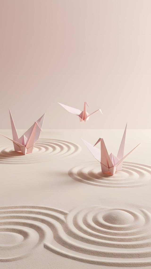 折り鶴と枯山水