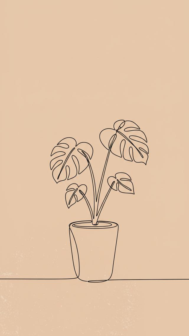 観葉植物のラインアート