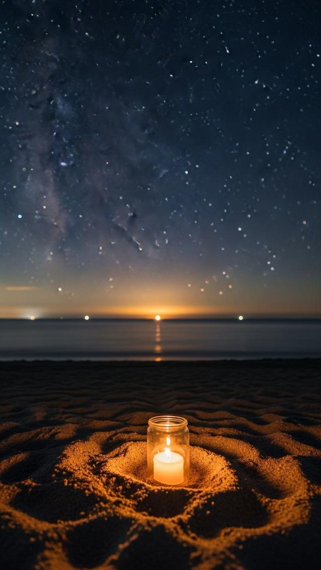 ひとつのキャンドルと星降る海