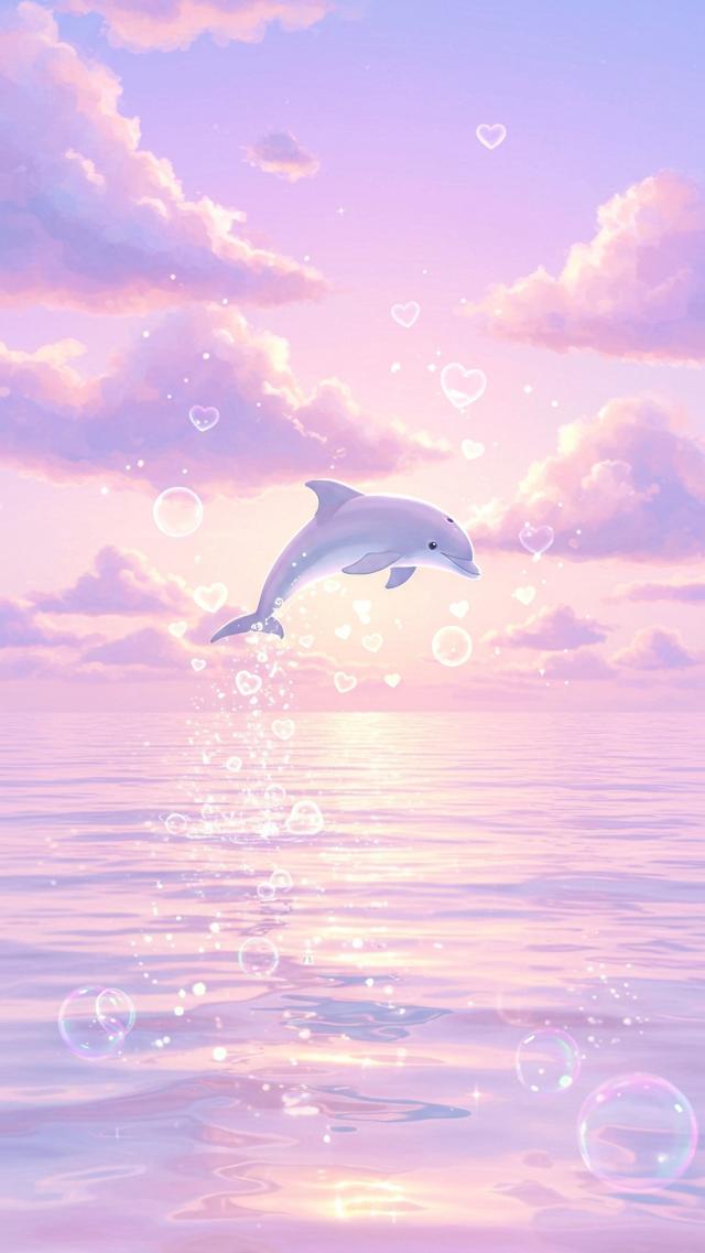 梦幻可爱的海豚跳跃 高清壁纸