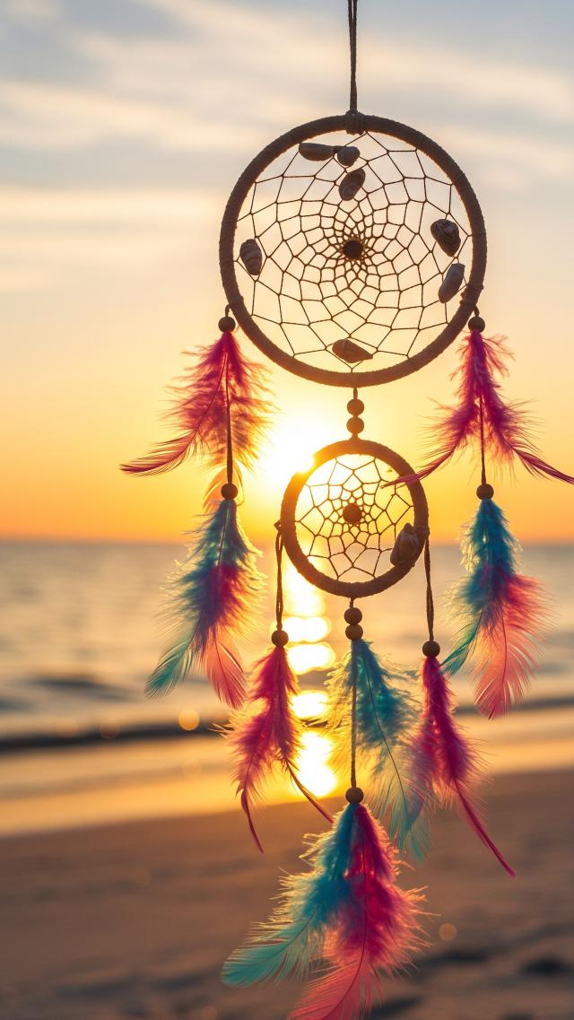 ドリームキャッチャーと夕暮れの海