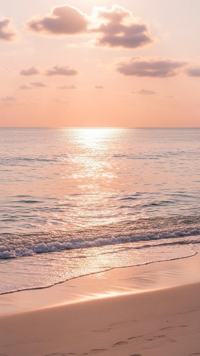 Pastel-Colored Sky and Shimmering Sea