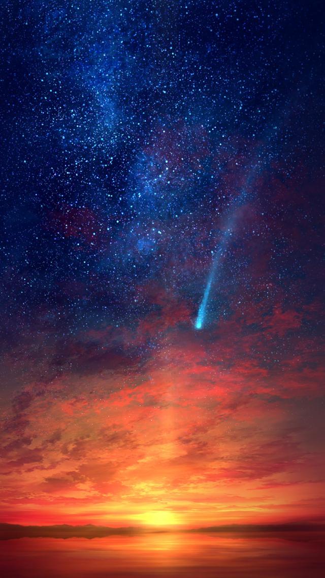 夕暮れの流れ星