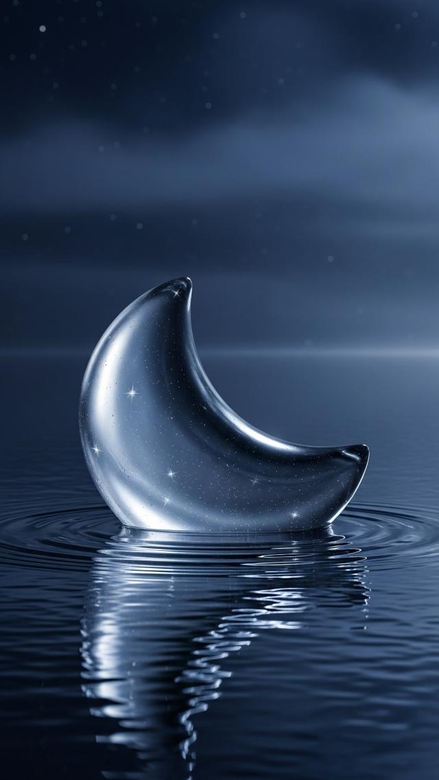 水に浮かぶ透明な月