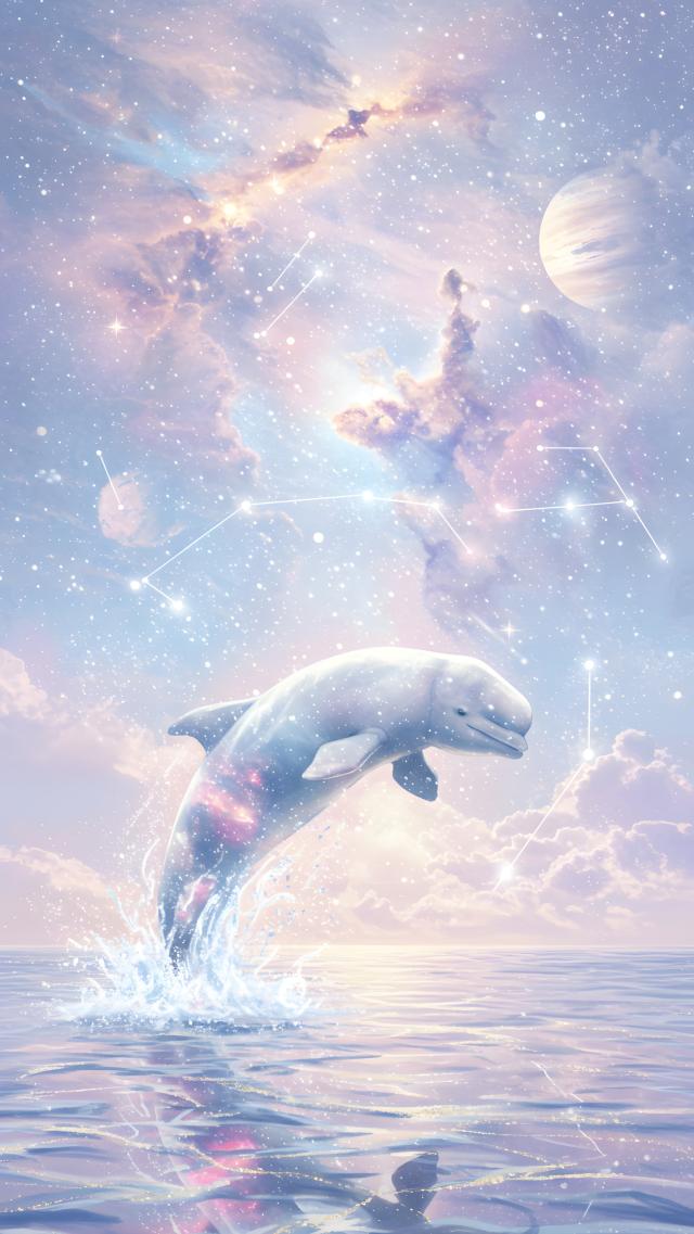 跳ねるシロイルカ