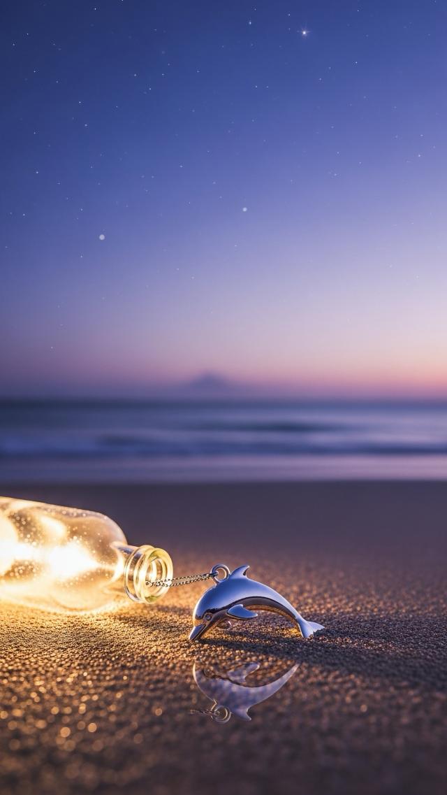 輝く小瓶とイルカのチャーム