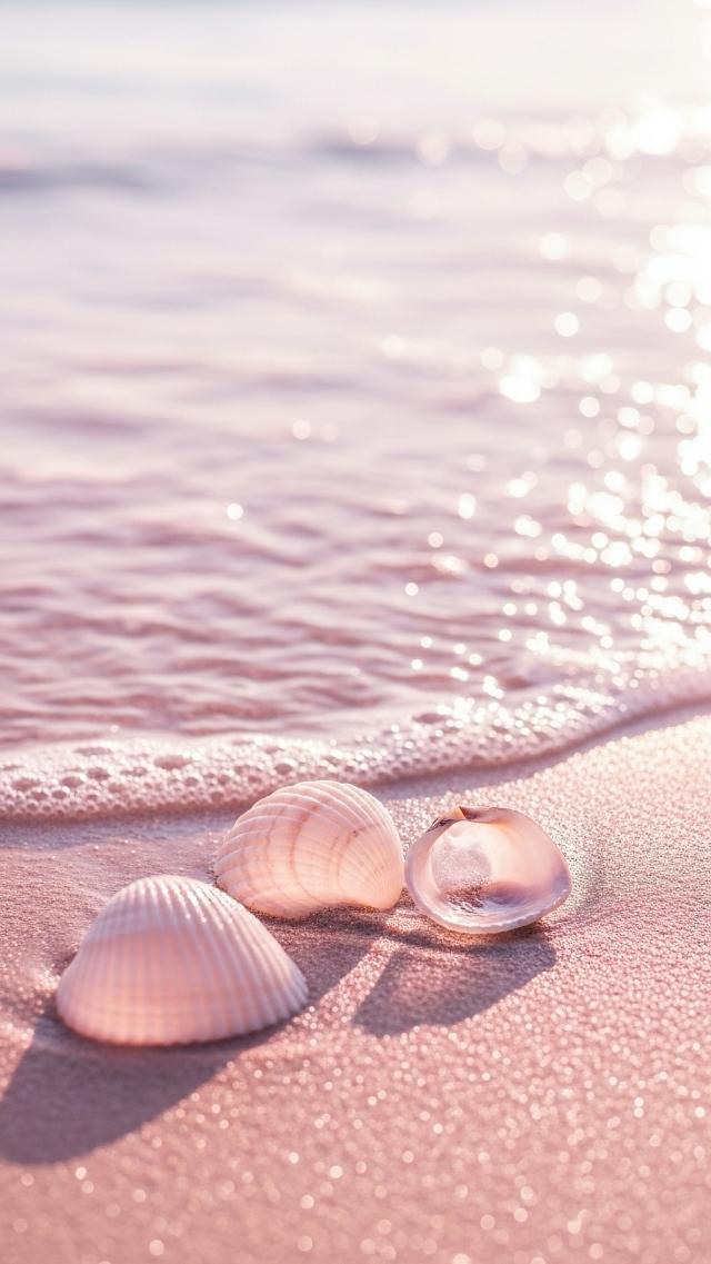 透亮的贝壳与波浪