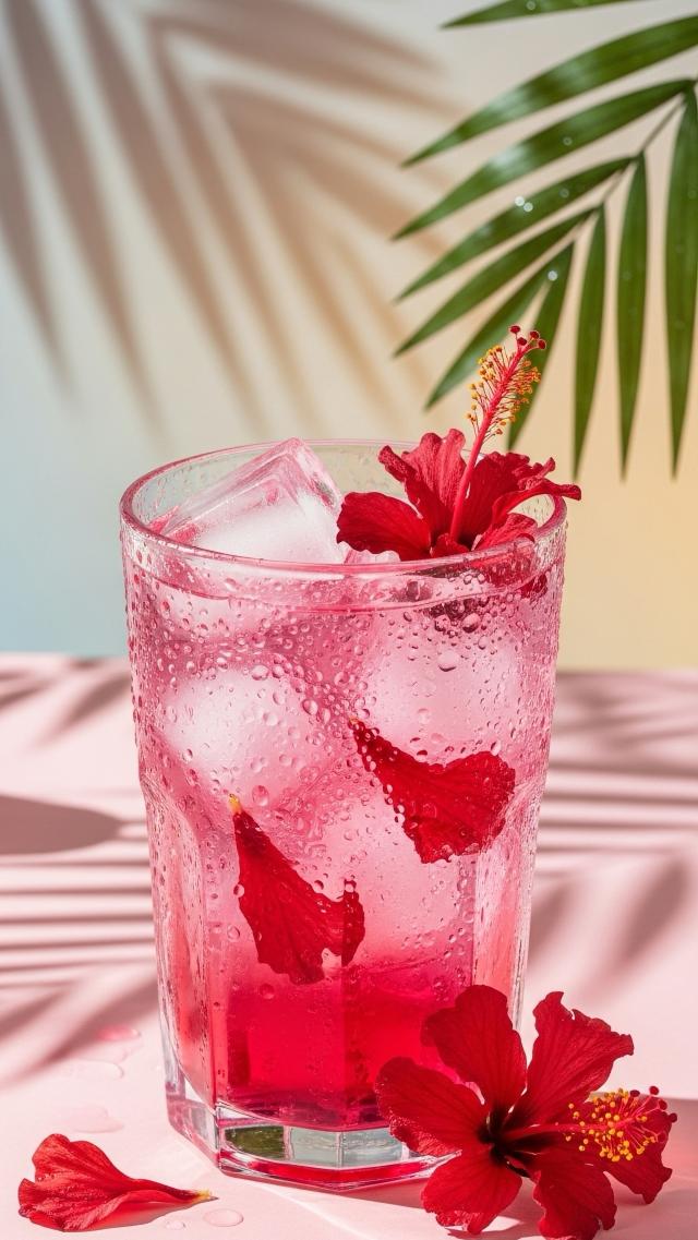 Tropical Beverages and Hibiscus Flowers