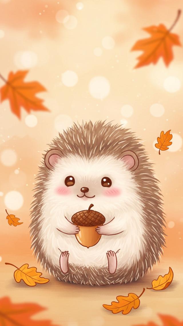 Hedgehog Hugging an Acorn