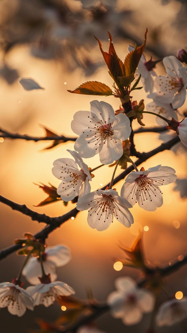 Cherry Blossoms and Sunset Glow