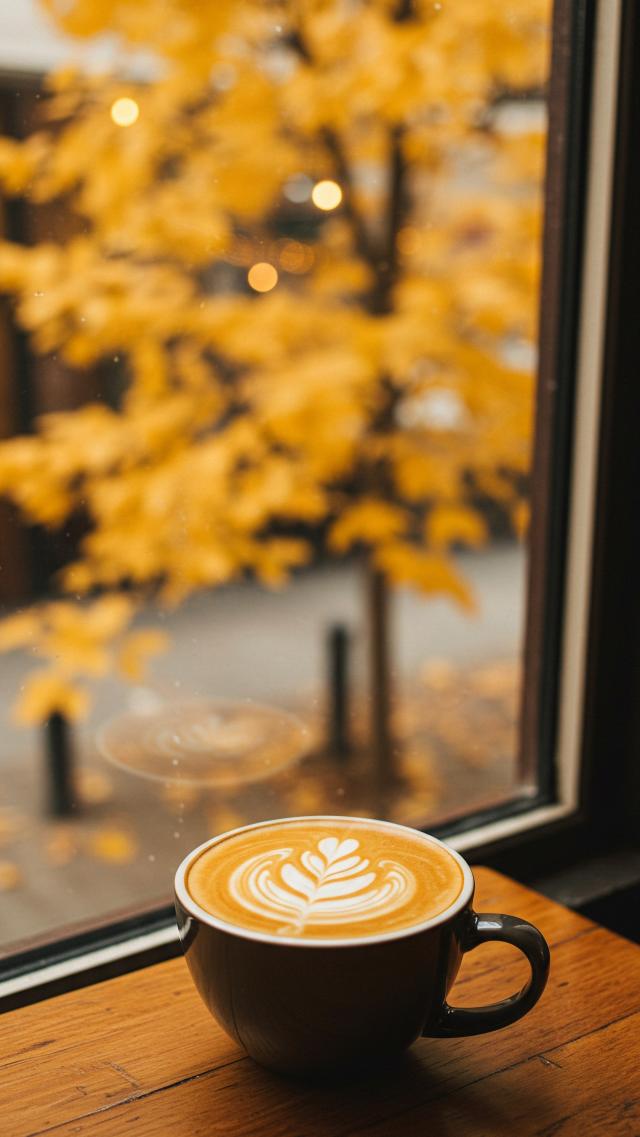 Latte Art by the Window in Autumn