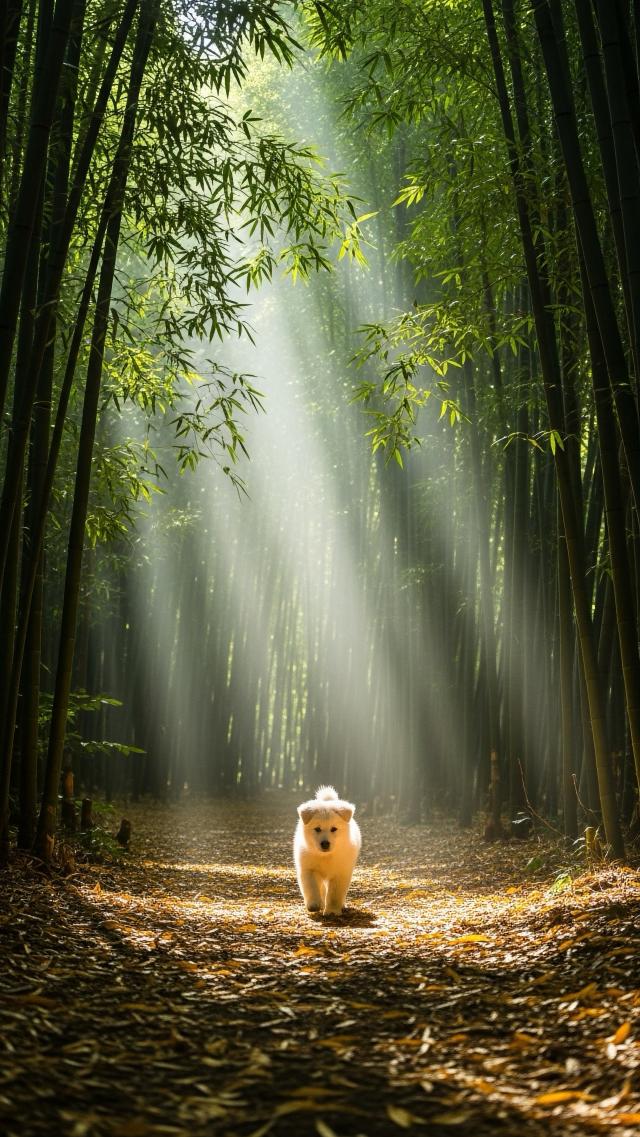 A Puppy in the Bamboo Grove