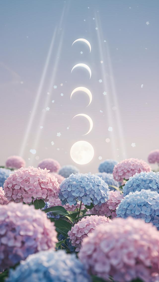 Hydrangea and the Moon