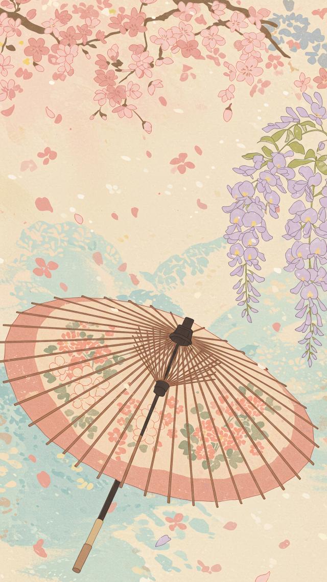 Flowers and Japanese Umbrella