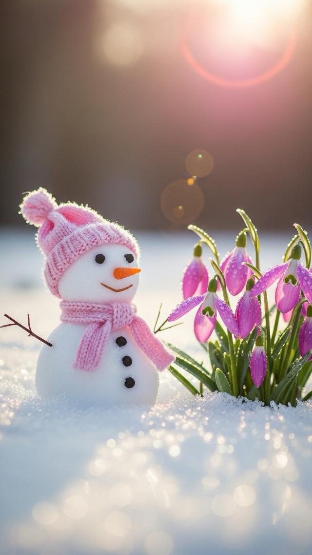 Snowman and Flowers