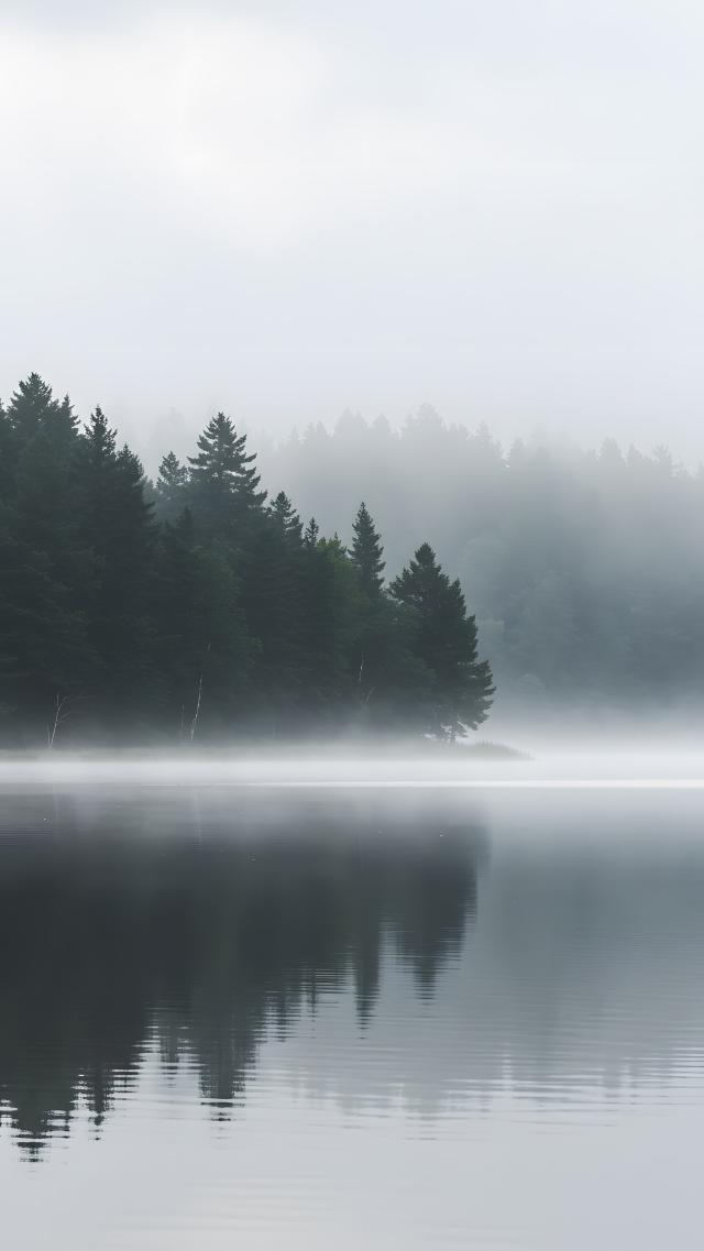 Lake Enveloped in Mist