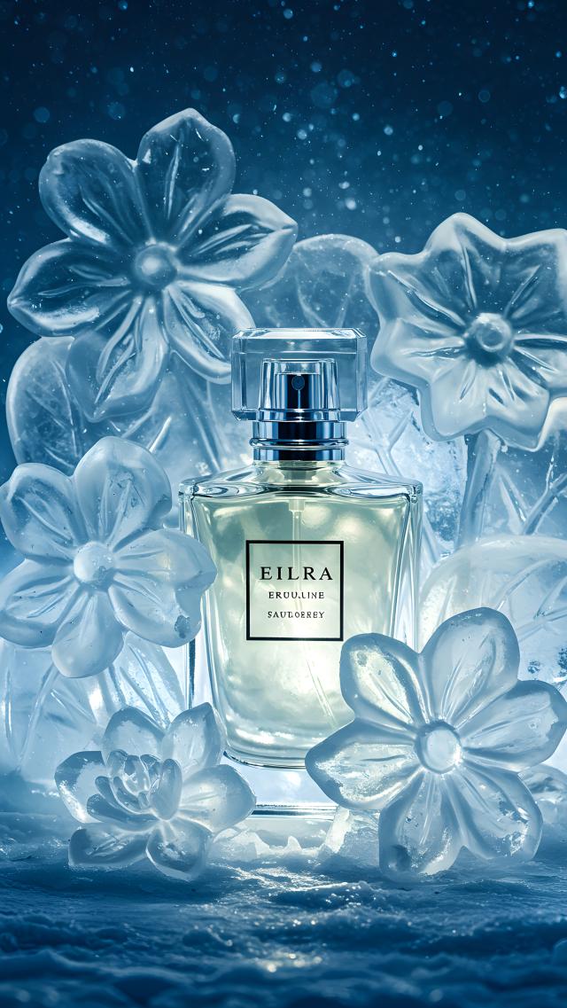 Perfume Bottle and Ice Flowers