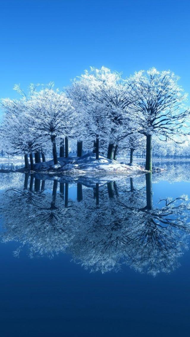 SmallislandinthemiddleofthelakeMobileWallpaper3147