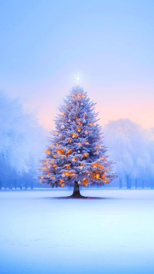 Christmas Tree on the Snowy Plain