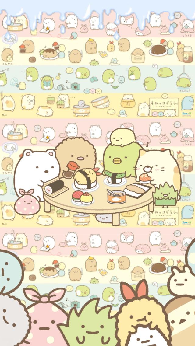 すみっコぐらし - おすしの会  かわいいアイフォン壁紙