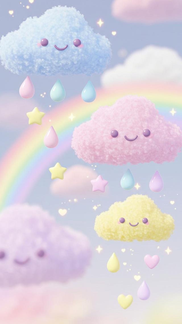 ゆめかわいい雲と虹の雨