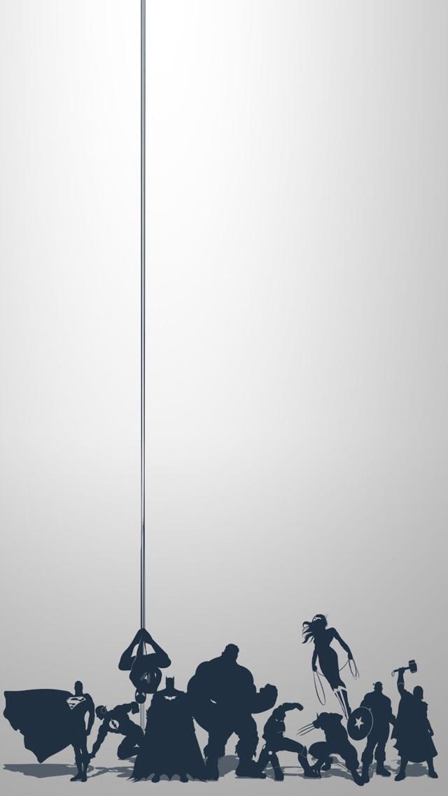 マーベルヒーローズ（シルエット）かっこいいアメリカンコミックのiPhone壁紙