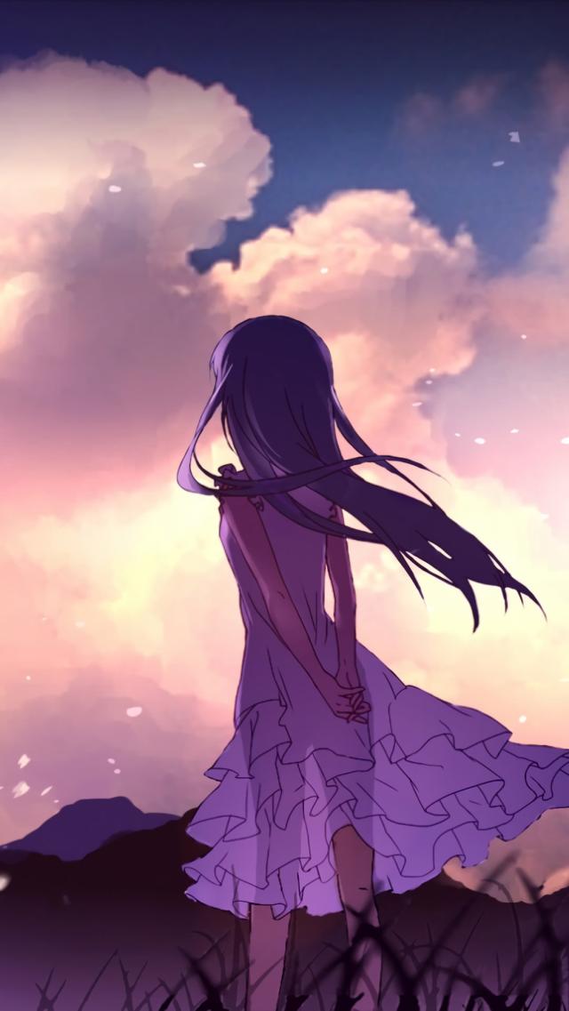 暮色中沉醉的少女 动漫iPhone壁纸