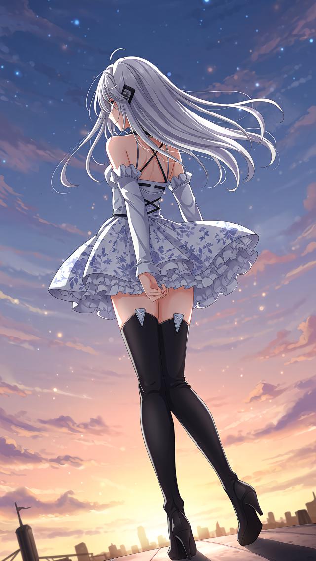 屋上の少女 - アニメイラスト