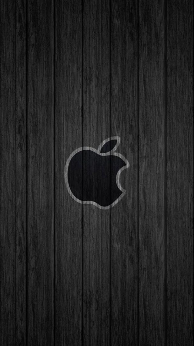 Apple Logo on Wood Grain