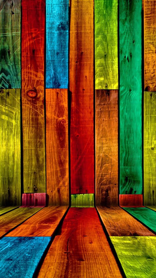 Rainbow-Colored Wooden Planks