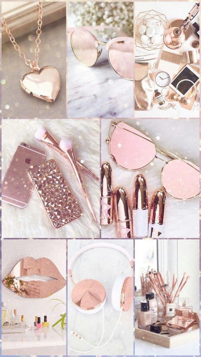 Collage Wallpaper - Pink Gold